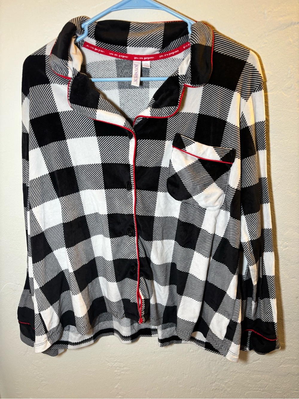 Cozy Black & White Buffalo Plaid Kids Pajama Set with Red Trim